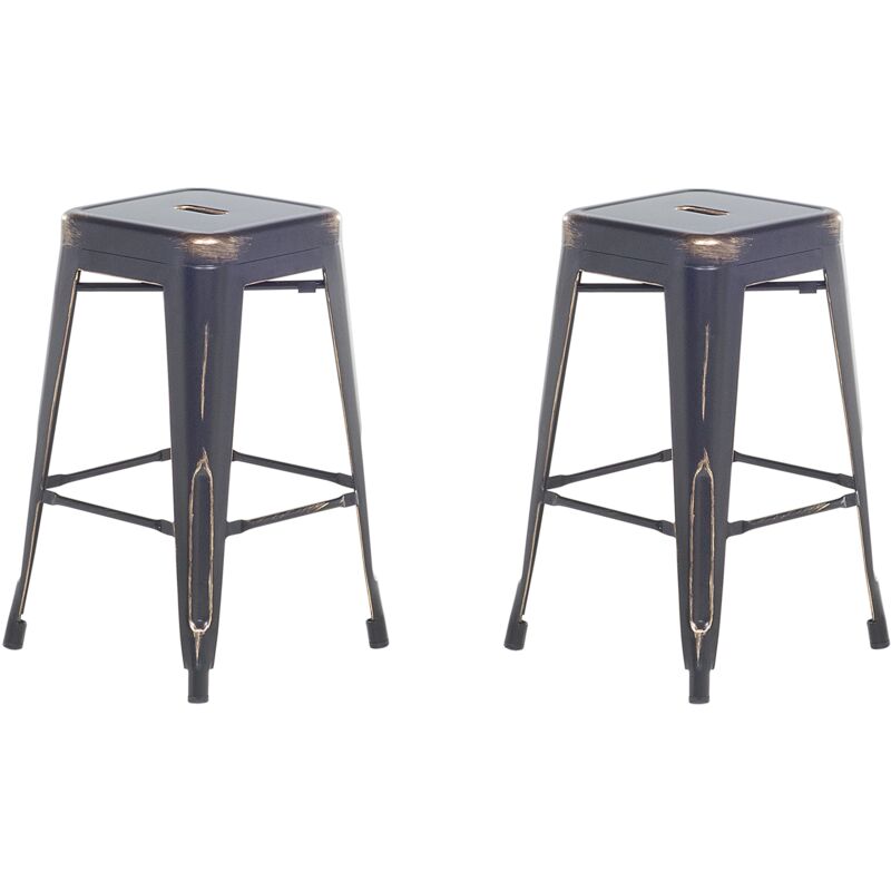 

Beliani - Conjunto de 2 taburetes de bar negro/dorado 60 cm CABRILLO