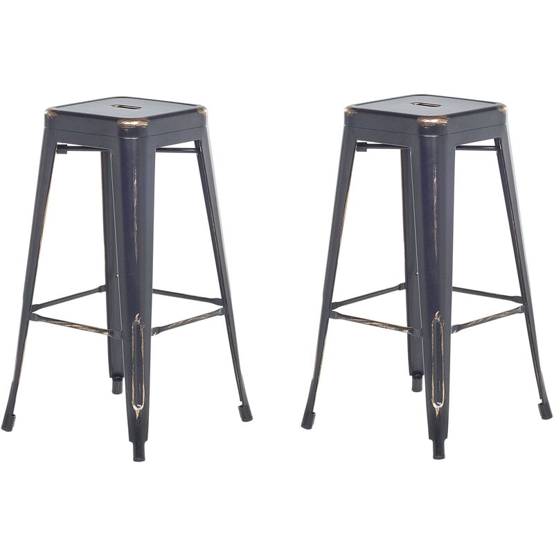 

Conjunto de 2 taburetes de bar negro/dorado 76 cm CABRILLO