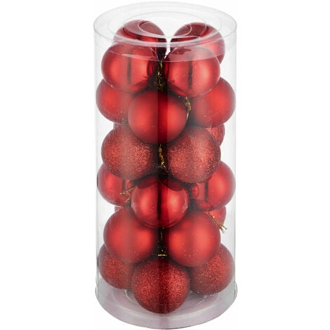 Conjunto de 24 bolas de Navidad rojas - adorno navideño para árbol, complementos festivos para decorar, bolas de decoración para árbol de Navidad