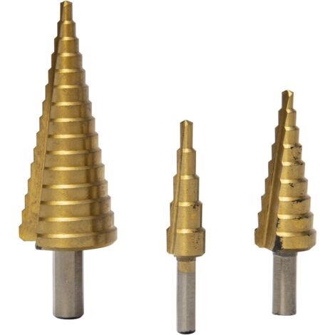 Conjunto de 3 brocas cónicas escalonadas HSS