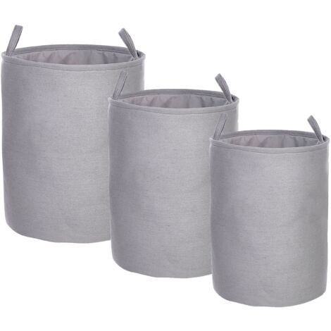 Conjunto de 3 cestas de poliéster gris algodón cordón accesorio Archa