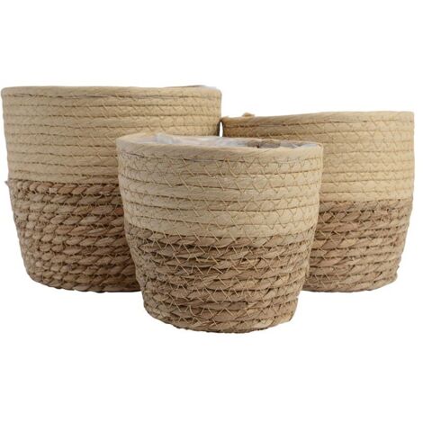 Conjunto de 3 cestos de yute ø20x17cm