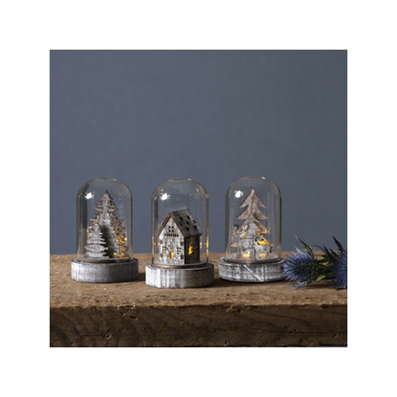 

Conjunto de 3 decoraciones bajo cúpula de cristal navideño