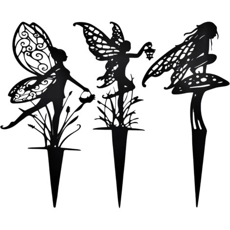 Conjunto de 3 estatuas decorativas de hierro para jardín, patio, parques, césped, macetas, pasillos, etc.