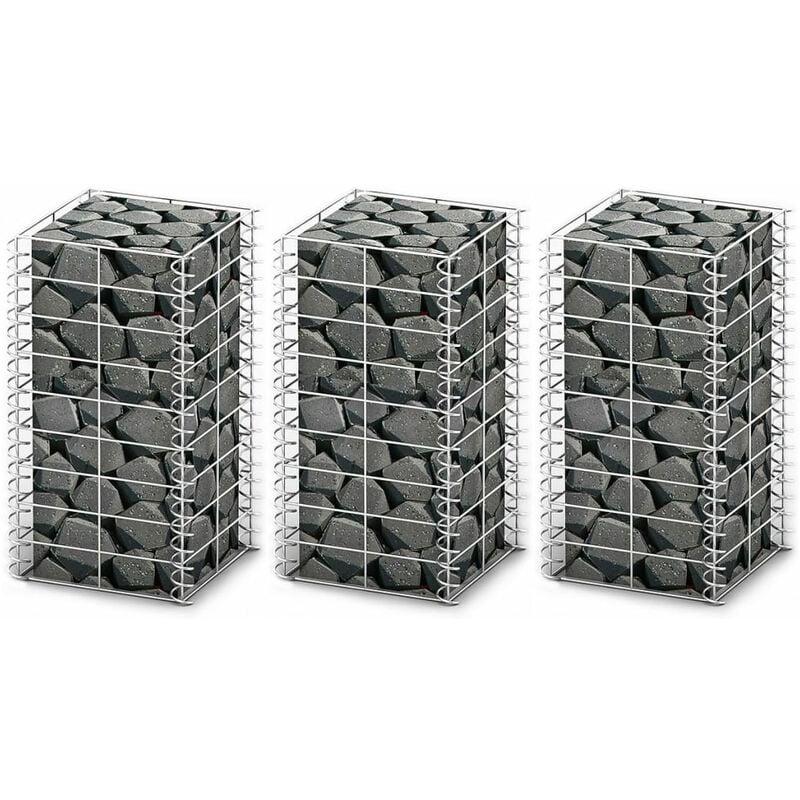 

Cestas de Muro de Gaviones Alambre Galvanizado 3 Unidades 25x25x50cm - Plateado - Vidaxl