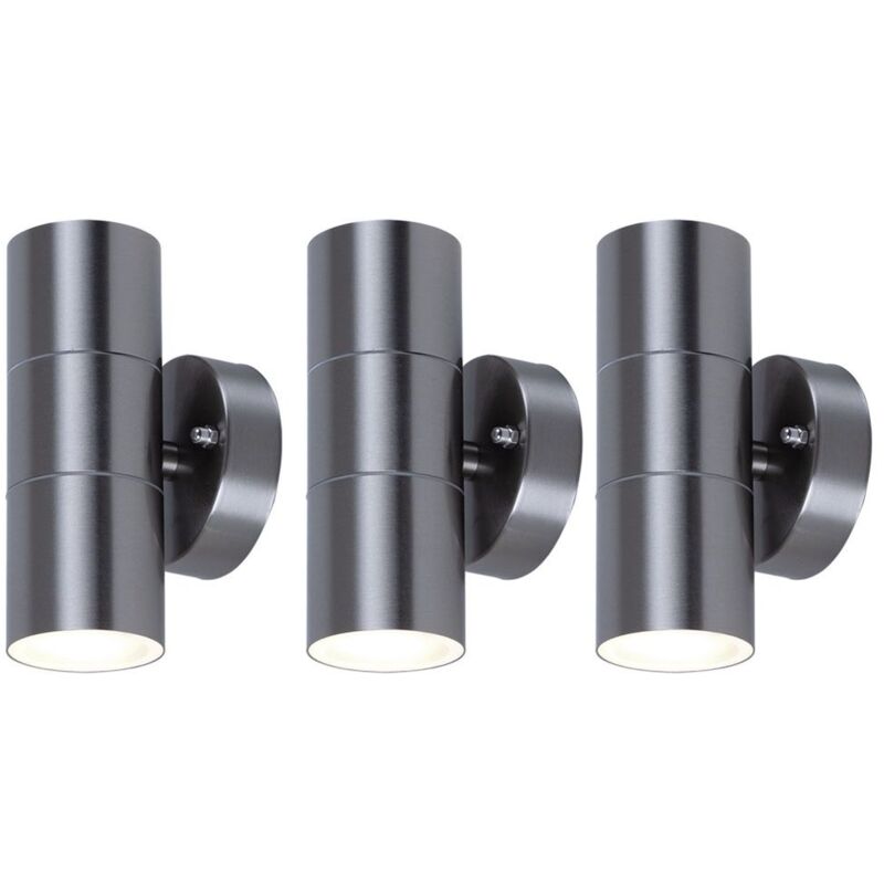 

Conjunto de 3 luces exteriores de acero inoxidable UP DOWN focos de pared fachadas iluminación lámparas de cristal terraza