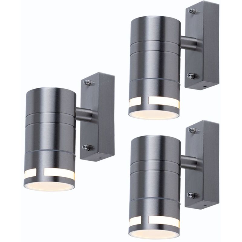 

Juego de 3 apliques de pared de acero inoxidable focos de exterior iluminación de fachadas lámparas de puerta de la casa vidrio IP44