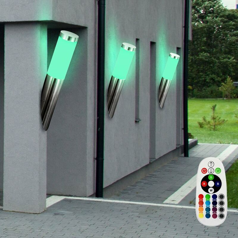

Juego de 3 focos de pared para exteriores, lámpara regulable, foco que cambia de color en el juego que incluye lámparas LED RGB