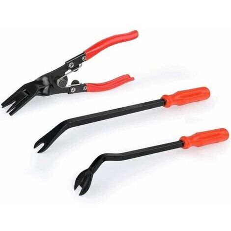 Conjunto de 3 piezas – Set de herramientas para la remoción de revestimientos automotrices, diseñado para facilitar la extracción sin rasguños de revestimientos de puertas, tableros y cubos de rueda.