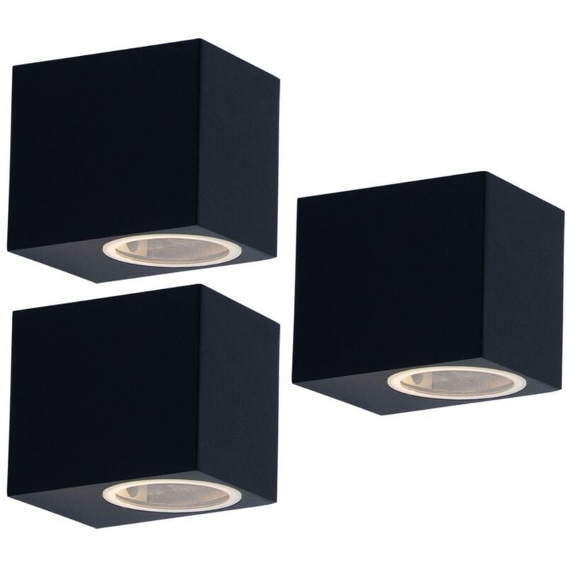 

Conjunto de 3 focos de exterior Focos empotrables Iluminación de fachadas Apliques de terraza ALU negros