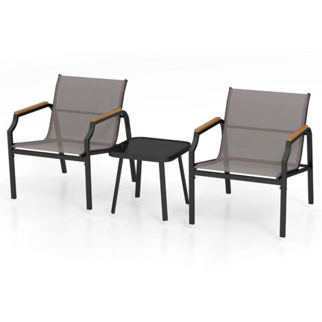 Conjunto de 3 sillas y mesa de centro 70 x 61 x 76 cm confort ergonómico moderno metal gris 200013431