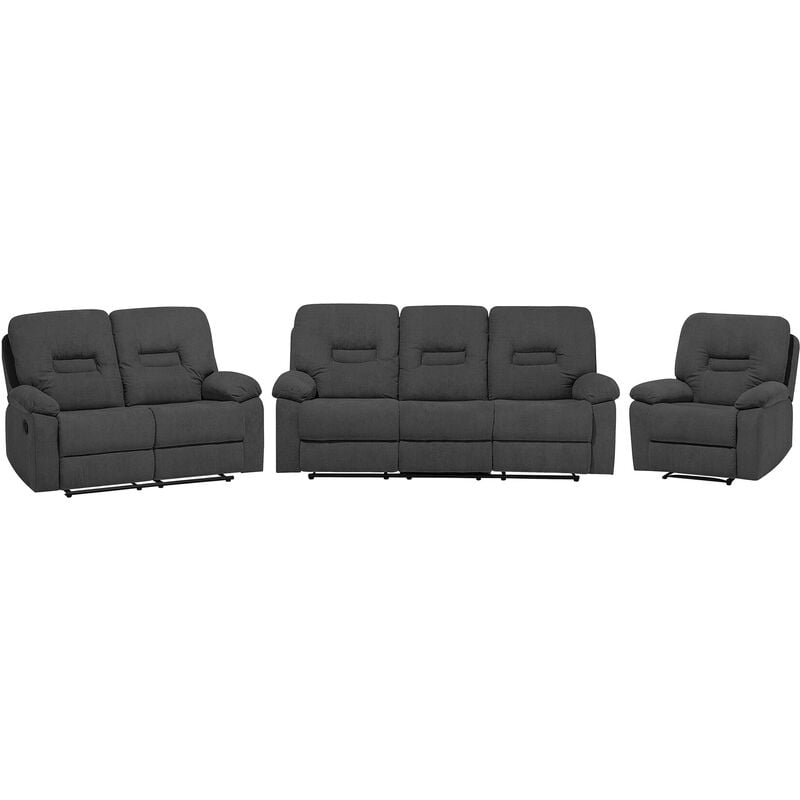 

Conjunto de 3 sofás ajustables tapizados gris BERGEN