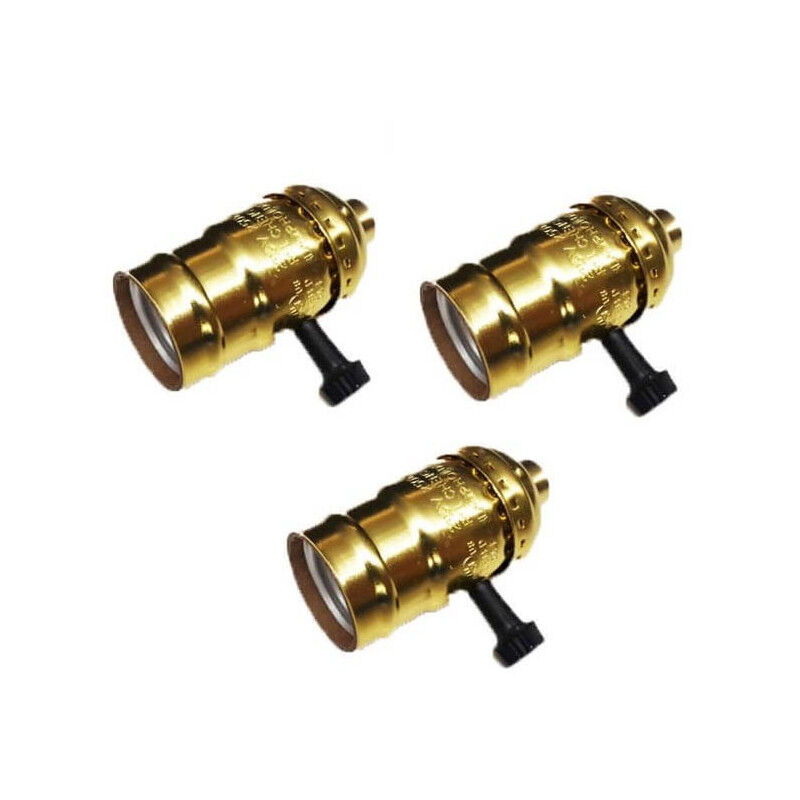 

Conjunto de 3 vintage oro casquillos E27 con interruptor giratorio