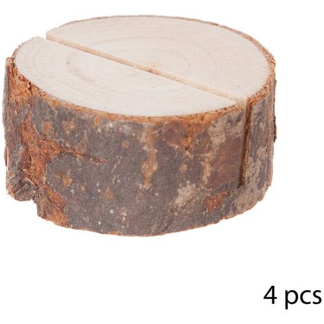 Conjunto de 4 cavals tabla de registro de madera - conjunto de 4 caval log tabla de madera, dimensiones d. 4 x h. 1.5 cm - Feeric Lights & Christmas
