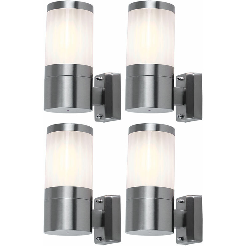 

Juego de 4 apliques de iluminación exterior de acero inoxidable, focos corrugados en un juego que incluye bombillas LED