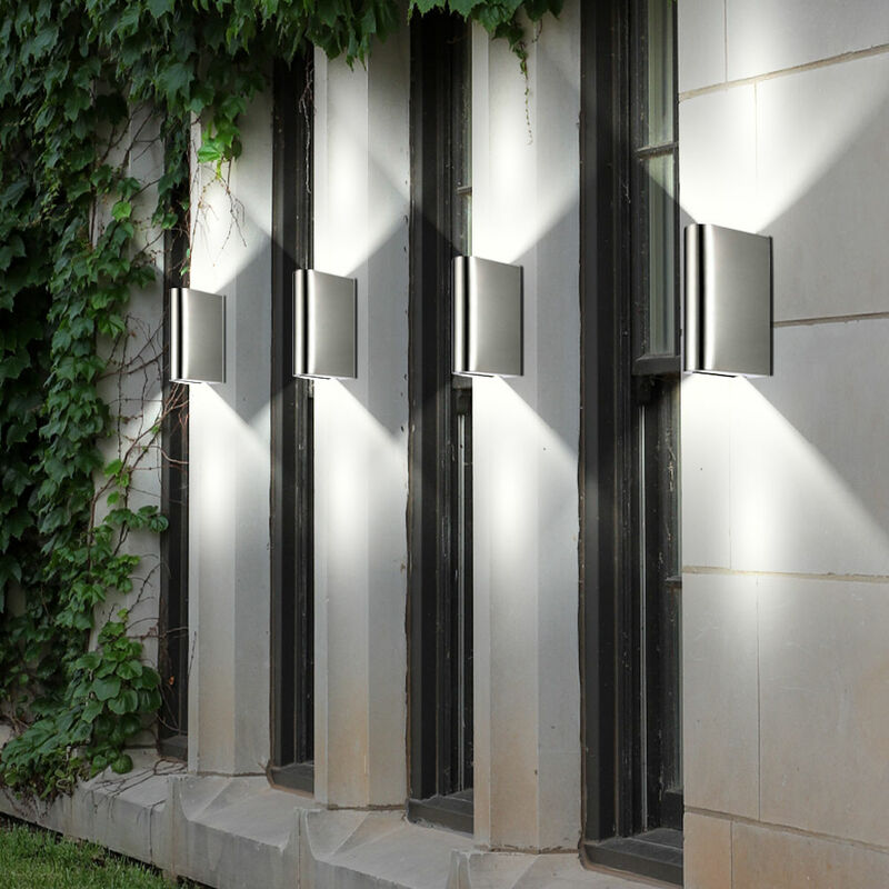 

Juego de 4 luces LED para exteriores, apliques de pared, focos de acero inoxidable, iluminación ARRIBA ABAJO