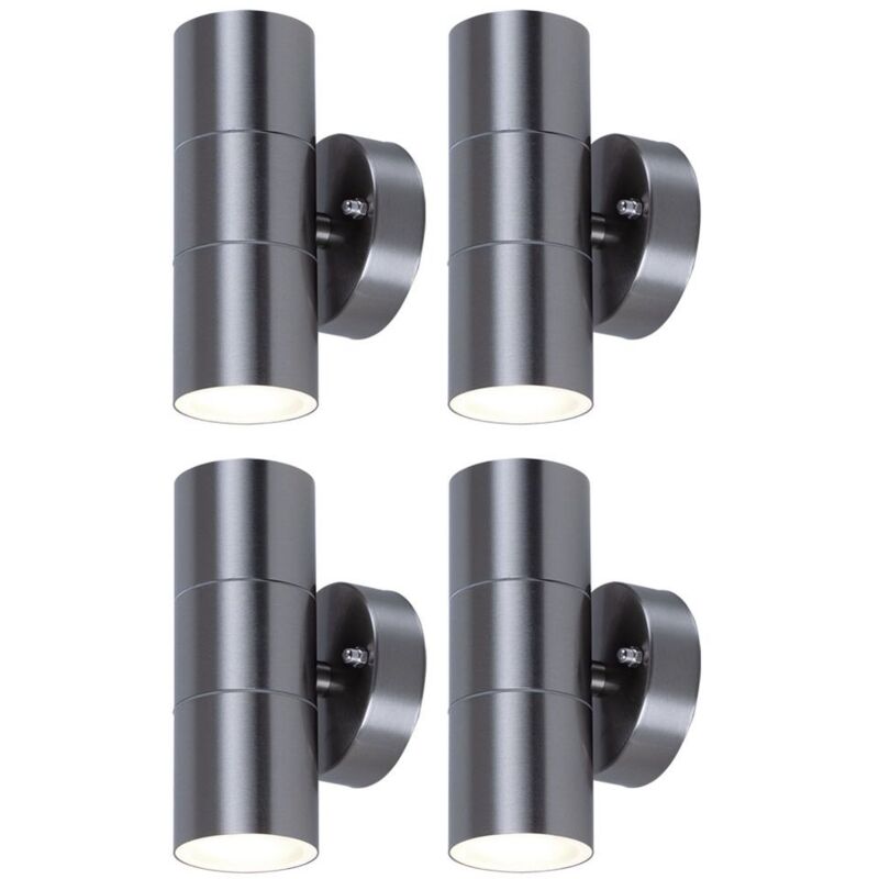 

Juego de 4 focos de pared de fachada de luces para exteriores, lámparas de acero inoxidable en un juego que incluye bombillas LED