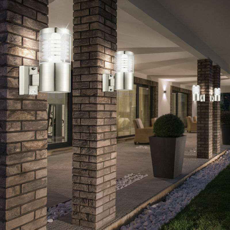 

Juego de 4 apliques de pared de acero inoxidable para fachadas, iluminación de puertas de casa, luces IP44, focos de exterior