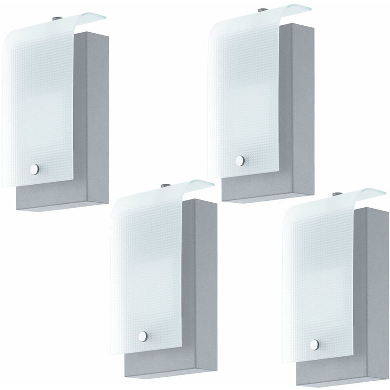 

Juego de 4 lámparas de pared LED iluminación de puertas de casa luces de veranda de fachada de vidrio galvanizadas