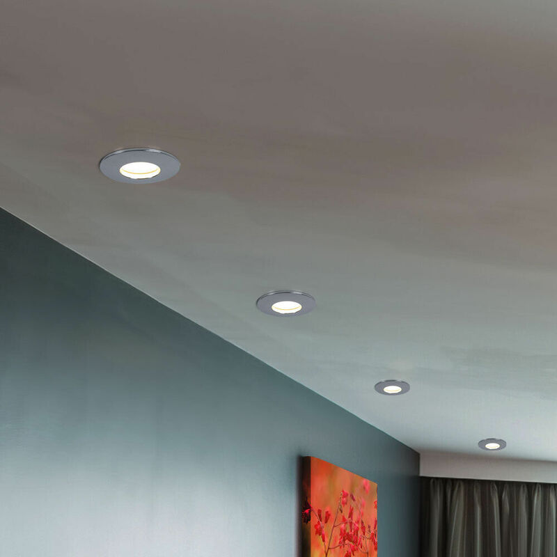 

Juego de 4 lámparas LED empotrables de techo comedor iluminación puntual cartón cromado dañado