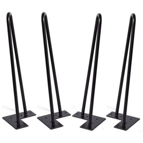 Conjunto de 4 Patas Horquilla Mesa 20 CM, Patas para mesa de centro, Patas para Muebles de Acero Diseño Industrial 2 Varillas Resistentes Negro