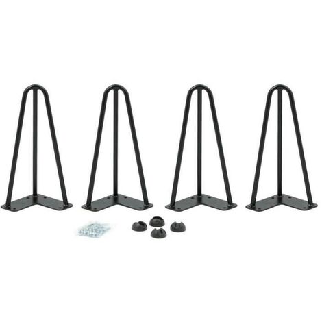 Conjunto de 4 Patas Horquilla Mesa 30 CM, Patas para mesa de centro, Patas para Muebles de Acero Diseño Industrial 2 Varillas Resistentes Negro
