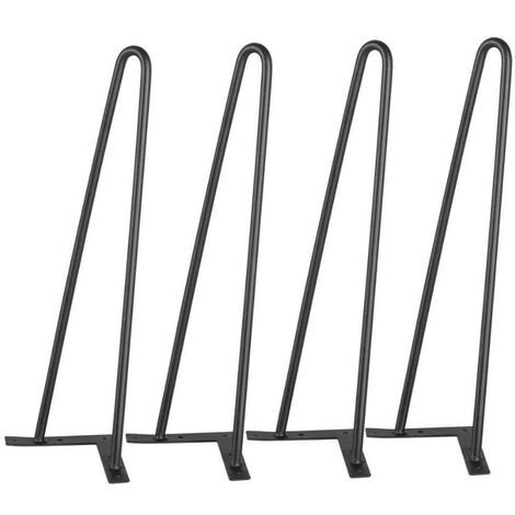 Conjunto de 4 Patas Horquilla Mesa 41CM, Patas para mesa de centro, Patas para Muebles de Acero Diseño Industrial 2 Varillas Resistentes Negro