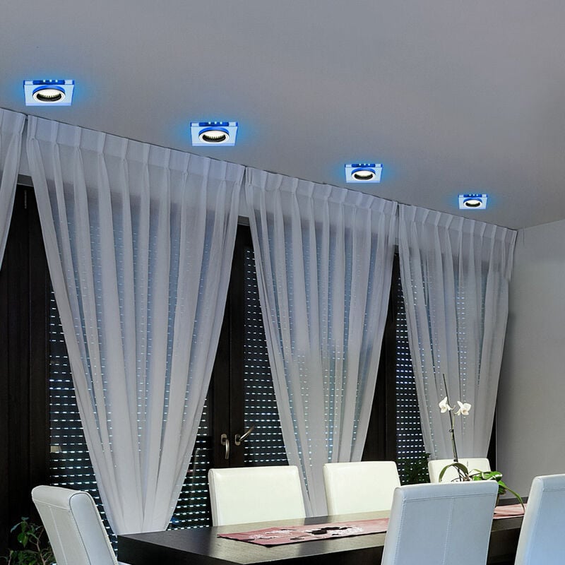 

Juego de 4 focos empotrables decoración lámparas de techo LED sala de estar iluminación de pasillos puntos de vidrio azul claro