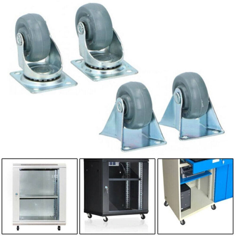Trade Shop - Set 4 Ruote Girevoli Multiuso Per Mobili Carrello 5 Cm Rotelle In Gomma Grigio -