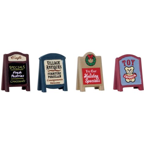 Conjunto de 4 señales de pueblo Lemax - Para aldea de Navidad