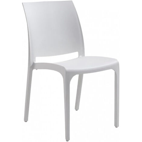 Conjunto de 4 sillas apilables de resina hechas en Italia, diseño para interior y exterior, SOFIA, color blanco