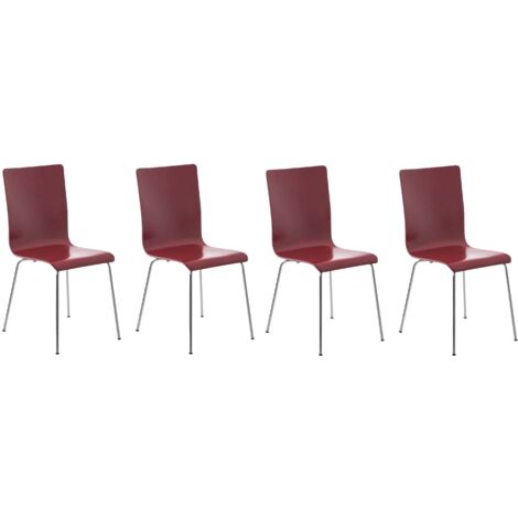 Conjunto de 4 sillas de cocina en madera roja y metal CDS10161