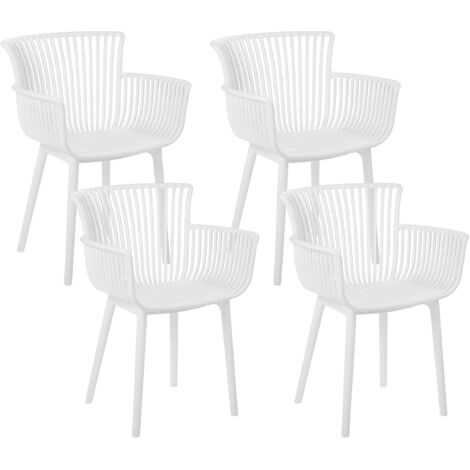 Conjunto de 4 sillas de comedor blanco plástico reposabrazos Pesaro