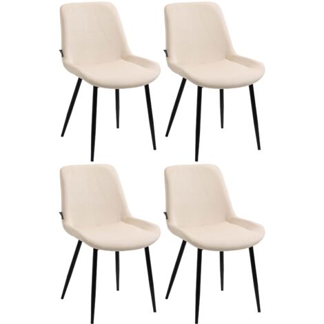 Conjunto de 4 sillas de comedor de diseño modernas y cómodas en terciopelo crema y metal negro mate 100007332
