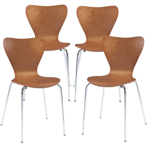 Conjunto de 4 sillas de comedor Essunga - Efecto Nogal/Cromo [en.casa]