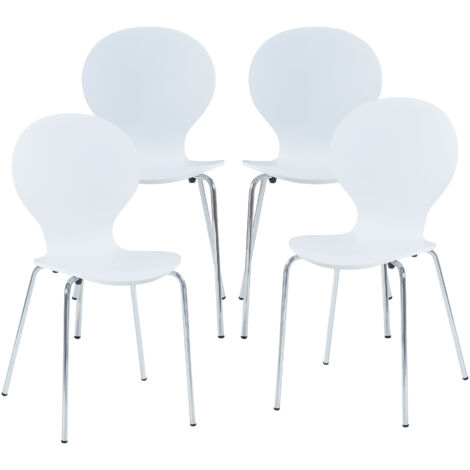 Conjunto de 4 sillas de comedor Etne - Blanco/Cromo [en.casa]