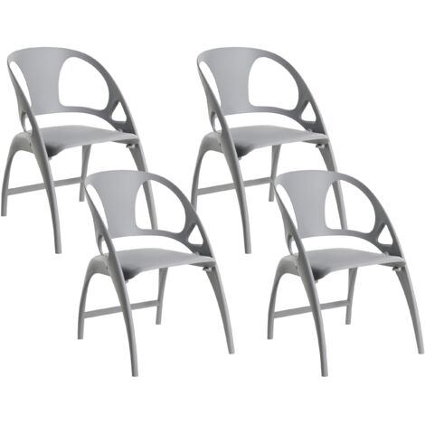Conjunto de 4 sillas de comedor exterior modernas plegables ligeras de plástico gris Nemi