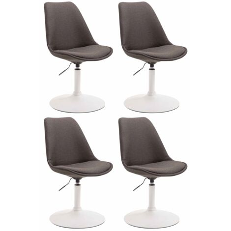 Conjunto de 4 sillas de comedor giratorias con altura regulable en tejido gris oscuro con patas de trompeta de metal blanco 100008450
