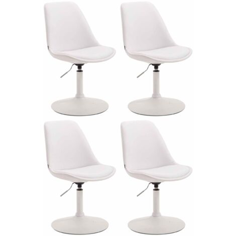 Conjunto de 4 sillas de comedor giratorias con altura regulable fabricadas en PVC blanco con patas de trompeta de metal blanco 100008514