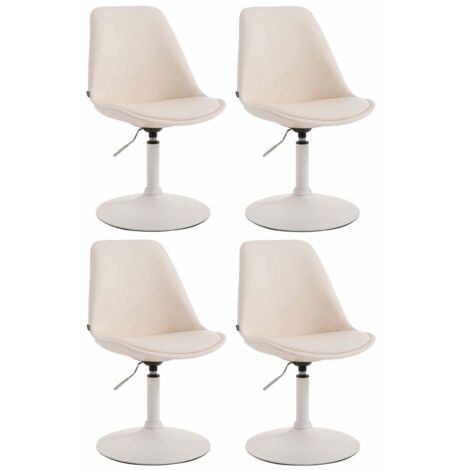 Conjunto de 4 sillas de comedor giratorias con altura regulable tapizado de PVC color crema y patas de trompeta de metal blanco 100008597