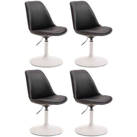 Conjunto de 4 sillas de comedor giratorias con altura regulable tapizado de PVC negro y patas de trompeta de metal blanco 100008858