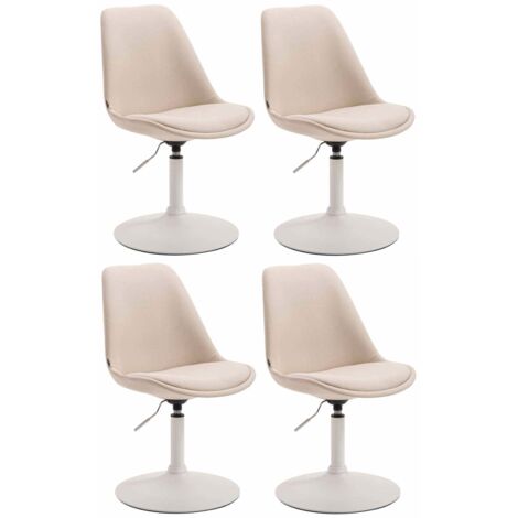 Conjunto de 4 sillas de comedor giratorias con altura regulable tapizado en tela color crema y patas de trompeta de metal blanco 100008451