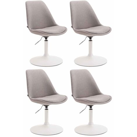 Conjunto de 4 sillas de comedor giratorias con altura regulable tapizado en tela gris y patas de trompeta de metal blanco 100008449