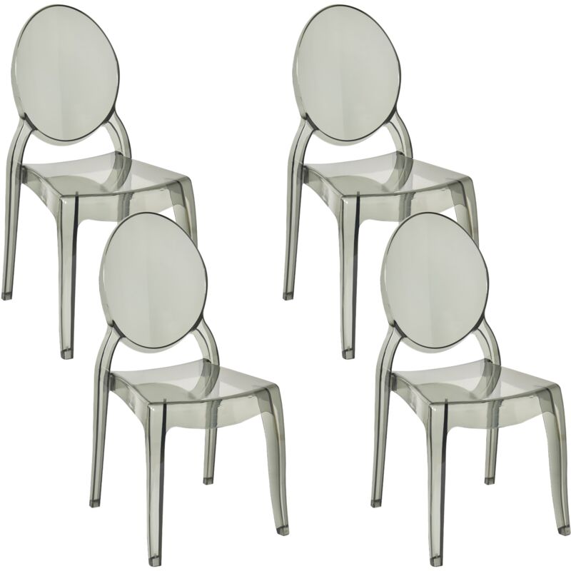 

Conjunto de 4 sillas de comedor transparente negro MERTON