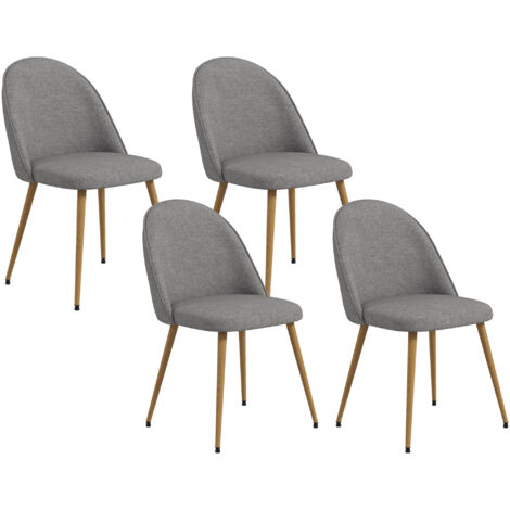 Conjunto de 4 sillas de comedor sillas de cocina tapizadas de tela de lino con patas de acero estilo moderno para salón carga 120 kg 50x52x83 cm