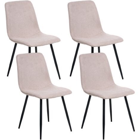 Conjunto de 4 sillas de comedor tapicería de poliéster patas de hierro negro sin reposabrazos comedor beige Tuscola