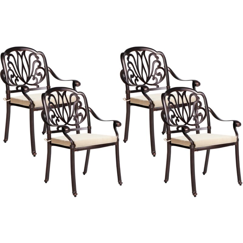 

Beliani - Conjunto de 4 sillas de jardín marrón oscuro ANCONA