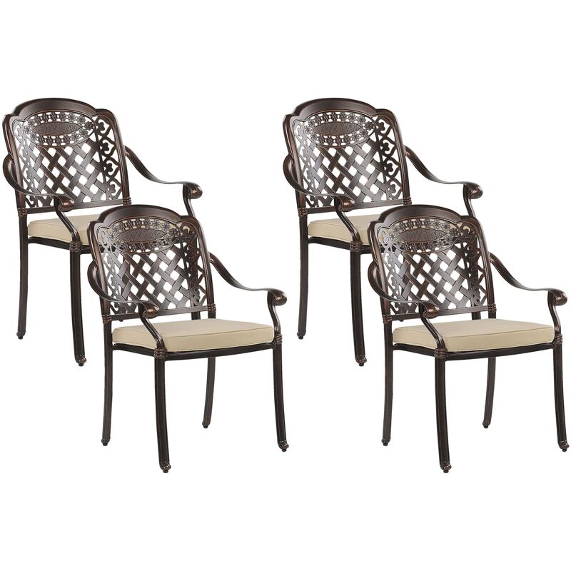 

Beliani - Conjunto de 4 sillas de jardín marrón MANFRIA