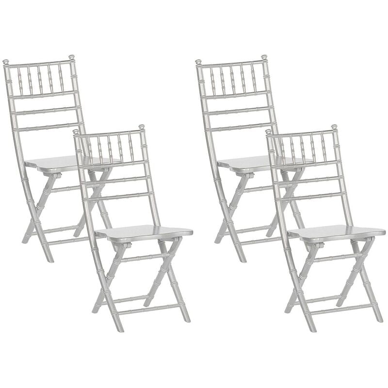

Conjunto de 4 sillas de madera plateada MACHIAS
