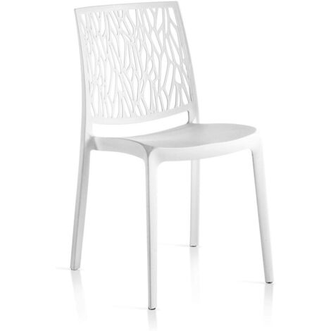 Conjunto de 4 sillas de resina monobloc "London Twist" de Flow Blanco